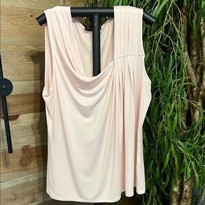 Dana Buchman pale pink asymmetrical neck sleeveless knit tank top  XL